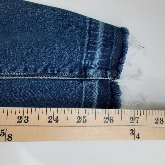 Spanx Distressed Skinny Jeans Raw Hem Pull On Pant Dark Wash Denim Womens M - Picture 11 of 11